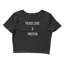 Load image into Gallery viewer, BBBA PEACE LOVE &amp; PROTEIN CROP TEE
