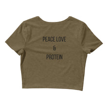 Load image into Gallery viewer, BBBA PEACE LOVE &amp; PROTEIN CROP TEE
