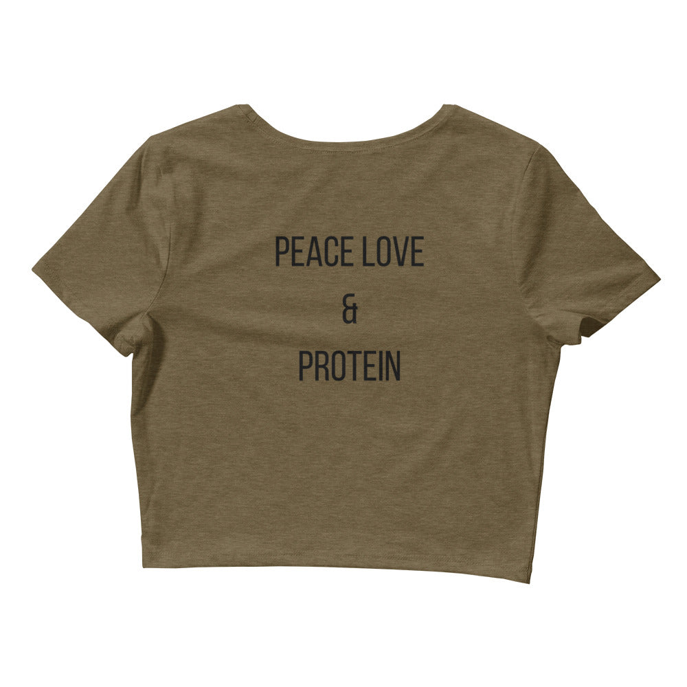 BBBA PEACE LOVE & PROTEIN CROP TEE