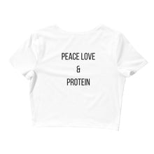 Load image into Gallery viewer, BBBA PEACE LOVE &amp; PROTEIN CROP TEE
