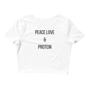 BBBA PEACE LOVE & PROTEIN CROP TEE